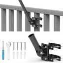 NO Drilling Flagpole Mount Fit for Balcony Railing - Flag Pole Holder Perfect for Porch & Fence - fit Round and Square Railing with Anti-Skid Silicone Patches - for 1 inch or thinner flagpole (Black)