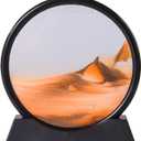 Arthink Moving Sand Art Picture in Motion Round Glass 3D Deep Sea Landscape, Dynamic Sand Art Sandscapes, Sensory Relaxing Desktop Table Decor Desk Decor Art Desk (7 inch, Orange)
