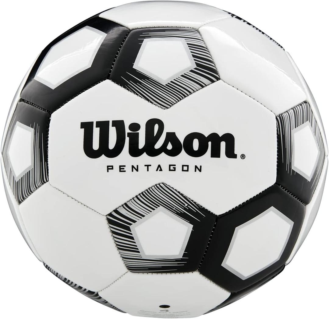 WILSON Unisex Pentagon Bronze Series Soccer Ball, Adult, White/Black (5)