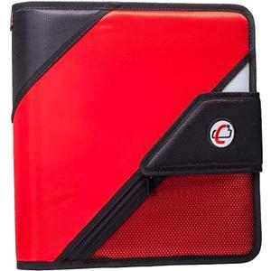 Case-it The Open Tab Velcro Opening Binder - 2 Inch O-Rings - 5 Color Tab Expanding File Folder - Multiple Pockets - 400 Sheet Capacity - Red S-826-A
