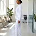 Salimdy Sexy 2 Piece Outfits for Women Long Sleeve Solid Blazer with Pants Casual Elegant Business Suit Sets (White, 2XL)