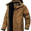 Men's Waterproof Ski Jacket Warm Winter Hooded Snowboarding Windbreaker Mountain Snow Coat, L Brown