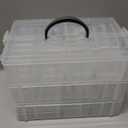 Craft Organizers and Storage, 10QT 4-Layer Durable Sewing Organizer for Sewing Supplies with 2 Removable Trays, DIY Kit Container for Seasonal Decor, Tool, Scrapbook and Art Supplies (White)