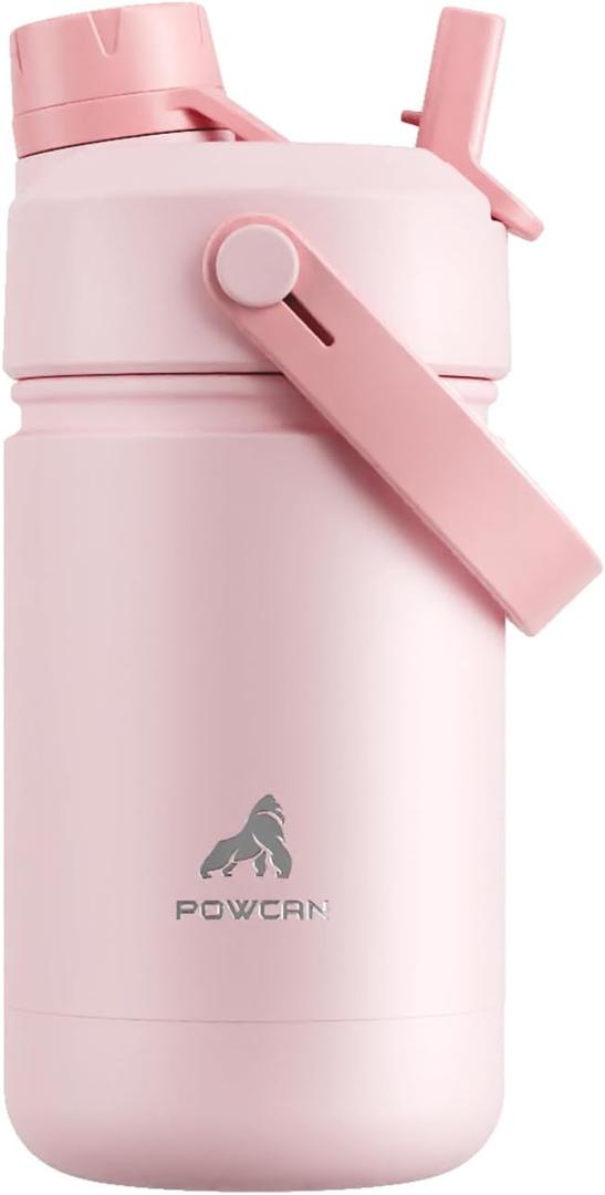12 oz Kids Insulated Water Bottle for School: 2-in-1 Straw Spout Lid, Leakproof, BPA-Free, Keep Cold 24H, Insulated Stainless Steel Cup for Travel, Camping, Gift for Girls Daughters (Cotton Candy)