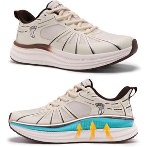 Men's Orthopedic Road Running Shoes: Comfortable Casual Arch Support Plantar Fasciitis Orthotic Sport Sneakers, Supportive Athletic Tennis Working Walking Shoes for Foot Heel and Pain Relief (11.5, W2-beige)