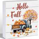 2 x Fall Decorations for Home Fall Decor Autumn Wooden Sign 5.9 x 5.9 Inch, 5.9 x 5.9 x 1.18 inches