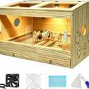 Large Wooden Chicken Brooder Box, Upgraded Drawer Manure Separation, Up to 30 Chicks, All-in-One Brooder with Heating Lamps, Ventilation Fan, Cleaning Tools and Thermometer, 31.5" × 15.7" × 19.6"