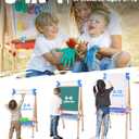 JOYOOSS Easel for Kids Art Easel Kids Easels for Toddlers,Wooden Kid Easel with Paper Roll - Adjustable Magnetic Double Sided Kids Dry Erase Board,Birthday Gifts for 1-12 Year Old Girls or Boys Blue