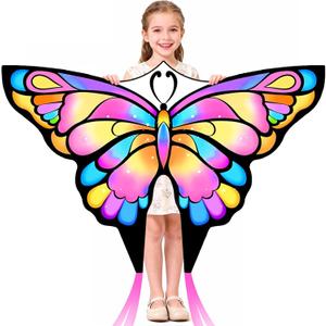 Simxkai Butterfly Kite for Kids & Adults, Easy to Fly Blue Big Kite for Beginners, Line Handle Included (1Pack 2Pack)