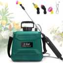 Battery Powered Sprayer 2 Gallon, Powerful Electric Garden Sprayer with 3 Mist Nozzles, USB Rechargeable Handle, Retractable Wand and Adjustable Shoulder Strap for Irrigation, Weeding(Green)