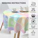 Easter Tablecloth Round 60 Inch,Colorful Spring Plaid Easter Egg Table Cloth Water Resistant Washable Polyester Table Cover for Kitchen Dining Table Easter Party Decorations