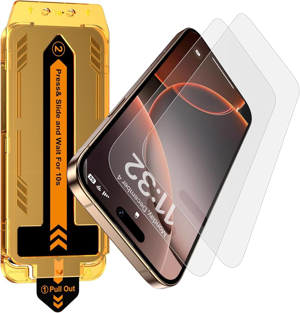 Esanik 2 Pack Matte Glass Screen Protector for iPhone 16 Pro, [Auto-alignment, auto-dust removal], Anti-Glare & Anti-Fingerprint,Anti-Reflection,Bubble Free, Smooth as Silk, 9H Glass Screen Cover