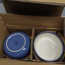 Famiware Lake MacDonnell Plates and Bowls Set for 4, 12 Pieces Dinnerware Sets, Handcrafted, Stoneware Dishes Set, Blue and Beige