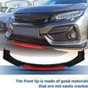 WFLNHB Universal Front Bumper Lip 4 Pieces Kits Spoiler Splitter 2 Layer Lip Glossy Black with Red Tongue