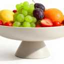 Fruit Bowl for Kitchen Counter, 11.8" W Large Concrete Decorative Bowls for Home Decor Purse Key Bowl for Entryway Table, Modern Style Catch-all Bowls (Off-White)