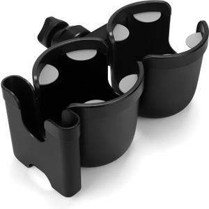 Accmor Stroller Cup Holder with Phone Holder, Bike Cup Holder, Universal Cup Holder for Uppababy Nuna Doona Strollers, 2-in-1 Cup Phone Holder for Stroller, Bike, Wheelchair, Walker, Scooter (Black Double Holder)
