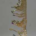 Coucoland 1 Yard Crystal Rhinestone Trim Ribbon Tassel Chain Sewing Craft for Wedding Bridal Party Clothing Embellishment DIY Necklace (Drop-Gold)