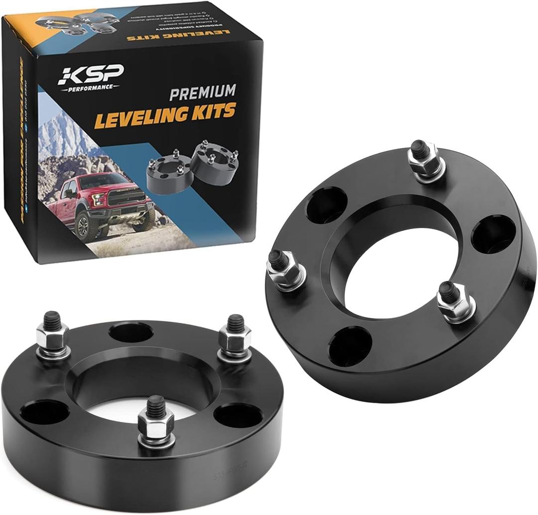 KSP 2" Silverado Leveling Lift Kits, 2in Front Suspension Lift Spacers Compatible With Chevy Silverado GMC Sierra 1500 2007-2026, 2pcs Aluminum Strut Spacers Increase 2inch Space on Pickup&Trucks