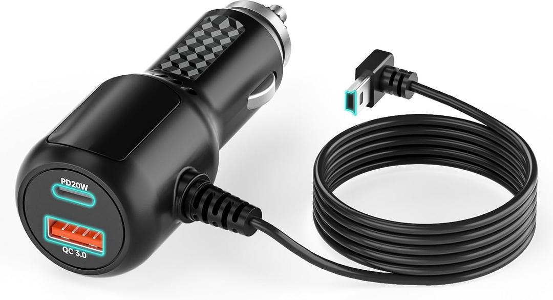 VASTHOME Mini USB Car Charger for Garmin GPS, Nuvi, Dezl, Drive (Asst/Luxe/Smart/TRK), VIRB, eTrex, RV, Zumo and Dash Cam - 20W PD | 11.5ft