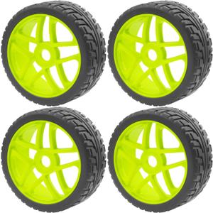 ShareGoo OD 4.09" Rubber 1/8 RC Buggy Tires and 17mm Hex Wheels Rim Compatible with Arrma Typhon Kyosho Losi VRX Redcat HSP HPI 1/8 Scale RC Off Road Buggy (Green)