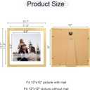 12x12 Picture Frame Set of 2, 12 x 12 Wood Photo Frames with Mat for 10x10 or 30x30cm Diamond Art Painting, Wooden Frame with Real Glass Cover for Wall and Tabletop Display, Gold