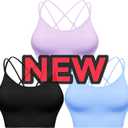 Sykooria 3 Pack Strappy Sports Bra for Women Sexy Crisscross for Yoga Running Athletic Gym Workout Fitness Tank Tops (XL)