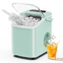 Sweetcrispy Countertop Ice Maker with Scoop, Basket and Handle, Portable Ice Machine 9 Cubes Ready in 6 Mins, 26.5lbs in 24Hrs, 2 Sizes for Home Kitchen Office Bar Party
