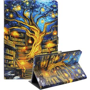 Kindle Fire HD 10 and Fire HD 10 Plus 10.1" Tablet Case (13th/11th Generation 2023/2021 Release), Slim Fit Leather Stand Smart Cover with Auto Sleep/Wake, Magical Tree