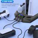PS5/Slim/Pro Cooling Station for Playstation 5 Console Disc/Digital Edition - PS5 Slim Pro Cooling Stand with Controller Charging Station Accessories-Cooler Fan/Headset Holder/3 USB Hub, Black