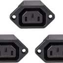 uxcell C13 Panel Mount Plug Adapter 250V AC 10A 3 Pins IEC Inlet Module Plug Power Connector Socket Straight Pack of 3