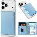 TUCCH for Magsafe Wallet with 6 Card Holders, RFID Blocking Clear ID Window PU Leather Men Women Folio Magnetic Phone Wallet for iPhone 17/16/15/14/13/12/Plus/Air/Pro/Pro Max Series, Pearly Light Blue