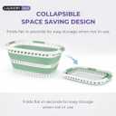 Laundry 360 Collapsible Laundry Basket | Portable | Space Saver Storage | Hold 2 Loads | Store Under the Bed or Closet | Good for Kids | Dorm | Bedroom | Large | White/Sage