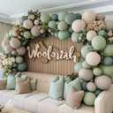 Dusty Green White Sand Balloon Garland - Double Stuffed Light Sage Green White Cream Balloon Arch Kit Latex Olive Beige Balloons for Baby Shower Birthday Woodland Wedding Wild One Party Decor