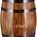 Menkxi Wedding Oak Whiskey Barrel Card Box with Slot Gift Card Box Holder Wine Barrel Card Holder Table Decorations for Reception Wedding Ceremony Money Envelopes Gift Cards (Light Brown)