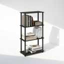 Furinno Turn-N-Tube Book Shelf, 4-Tier Bookshelf, Bookcase with Multipurpose Compact Display Rack, 11.6 x 23.6 x 43.2, for Living Room, Bedroom, Home Office, Espresso/Black, 4-Tier Round Tube
