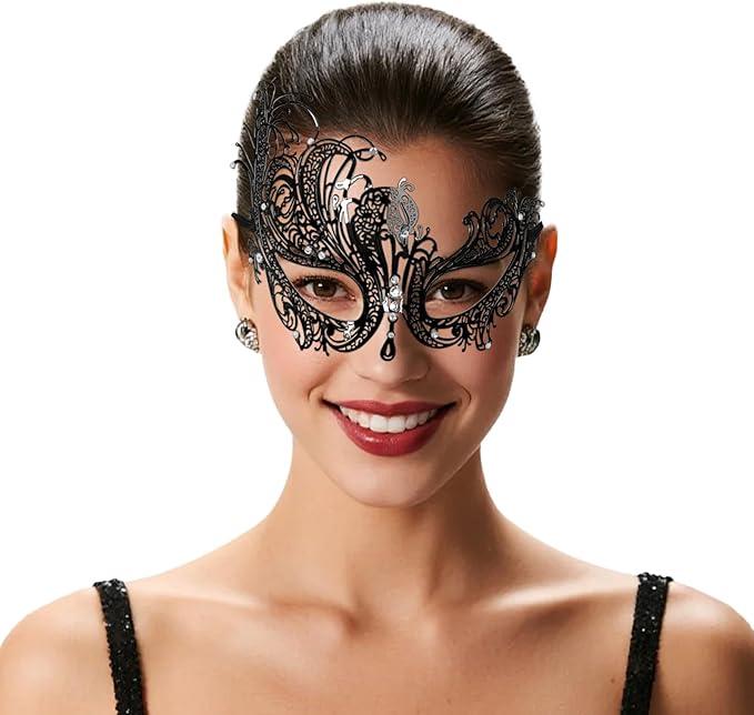 Masquerade Mask for Women, Masquerade Mask for Venetian Ball, Wedding, Mardi Gras&Costume Party, Stretch Cord Design 