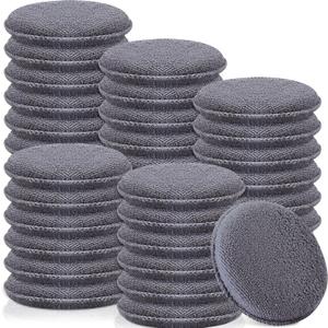 Tanlade 100 Pcs Car Detailing Microfiber Applicator Pad Wax Applicator Wash Microfiber Pads, 5 Inch Diameter (Grey) (Gray)
