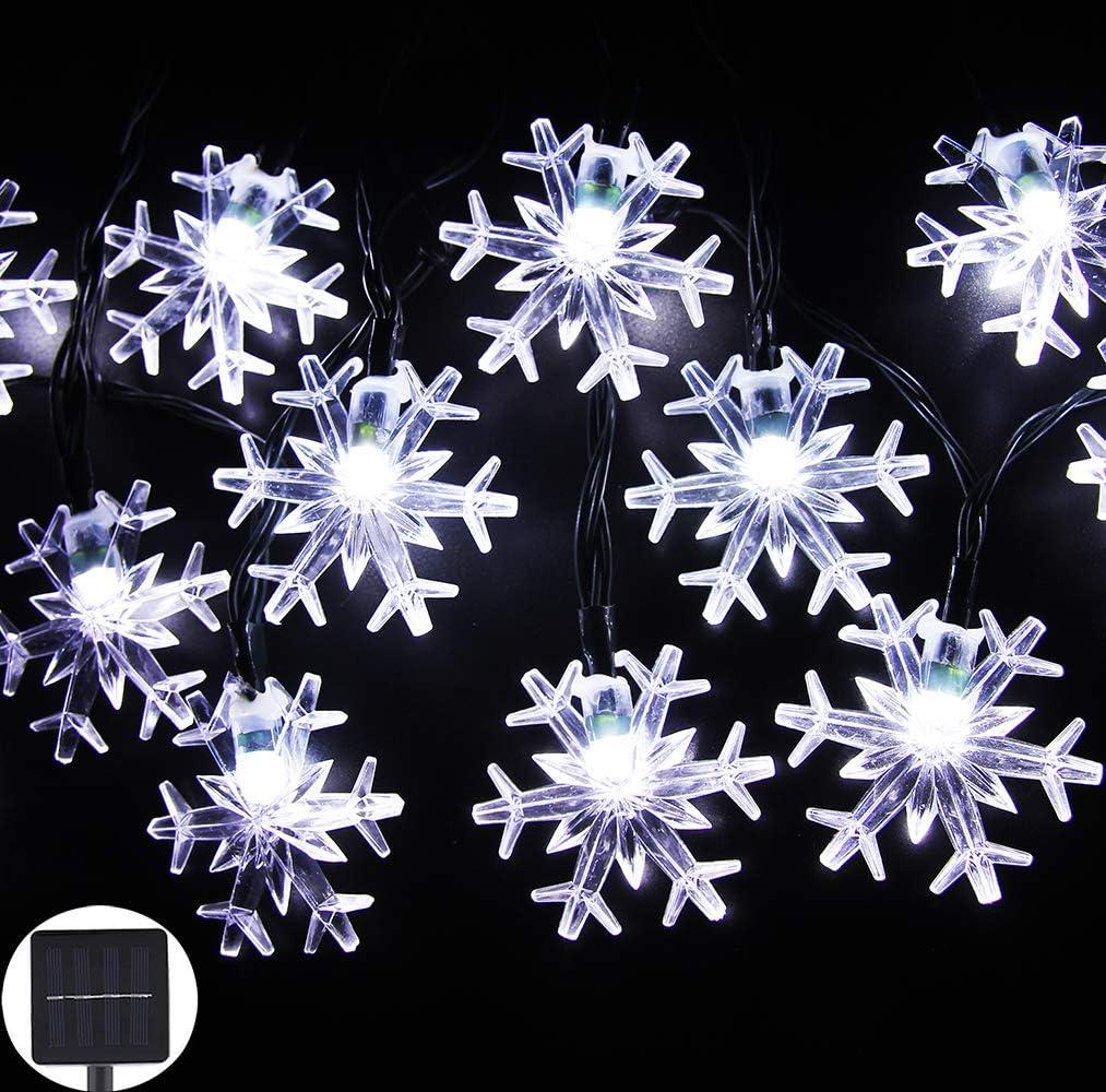 Solar Christmas String Lights Outdoor Waterproof  Solar Snowflake Christmas Fairy Lights Decorations For Garden Patio Yard Porch Wedding Party Decor