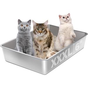Stainless Steel Litter Box, XXXL Extra Large Cat Litter Boxer,Steel litterbox for Big Cat,Multiple Cats,Easy to Clean,Non Stick and No Smell,28x20x6inch (XXXL:27.55x19.68x6inch) Stainless Steel Litter Box, XXXL Extra Large Cat Litter Boxer,Steel litterbox for Big Cat,Multiple Cats,Easy to Clean,Non Stick and No Smell,28x20x6inch (XXXL:27.55x19.68x6inch)