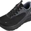 JACKSHIBO Wide Toe Box Shoes Women Arch Support Wide Sneakers for Running Walking Athletic Tennis Orthopedic Plantar Fasciitis Workout with Thick Cushion Zero Drop Sole Width Shoes (Black)