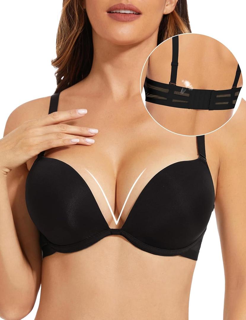 Push Up Padded Bra Plunge T-Shirt Bras for Women Add 2 Cup Sizes 
42C