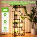 Dreyoo 8 Tiered Plant Stand with Grow Light, 62 Tall Indoor Plant Shelf with Full Spectrum Grow Lamp for Corner Multiple Flowers, Wood Flowers Rack Holder for Home, Patio, Corner, Indoor