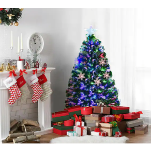 3 ft. Pre-Lit Fiber Optic Artificial Christmas Tree with Multi-Color Lights Snowflakes