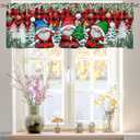 2 x Gnome Christmas Curtains Valance, Christmas Window Valance Curtains, Christmases Decorations Kitchen Window Decor, Red Xmas Tree Short Curtain Drapes for Living Room Bedroom 51x18 in