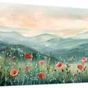 Tucai Decor Floral Landscape Canvas Wall Art 20 x 40 inches Poppies in Mountain Valley Home Decor Art Prints for Living Room Bedroom Office Ready to Hang