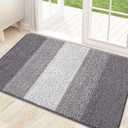 Kitinjoy Indoor Outdoor Door Mat, 32x20 Non-Slip Absorbent Dirt Trapper, Low-Profile Washable Inside Entrance Front Floor Mat, Sturdy Soft Entry Doormats for Entryway, Light Grey