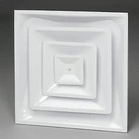 Drop Ceiling HVAC Supply Grille - for T-Bar Lay-in - 3 Coned - 24" x 24" - for 14" Vent Connection