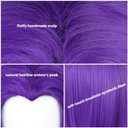 Half and Half Short Purple Anime Cosplay Wig Dark Purple Straight Bob Wigs + Red Gem + Wig Cap 14'' Synthetic Hair for Women Halloween Costumes Party