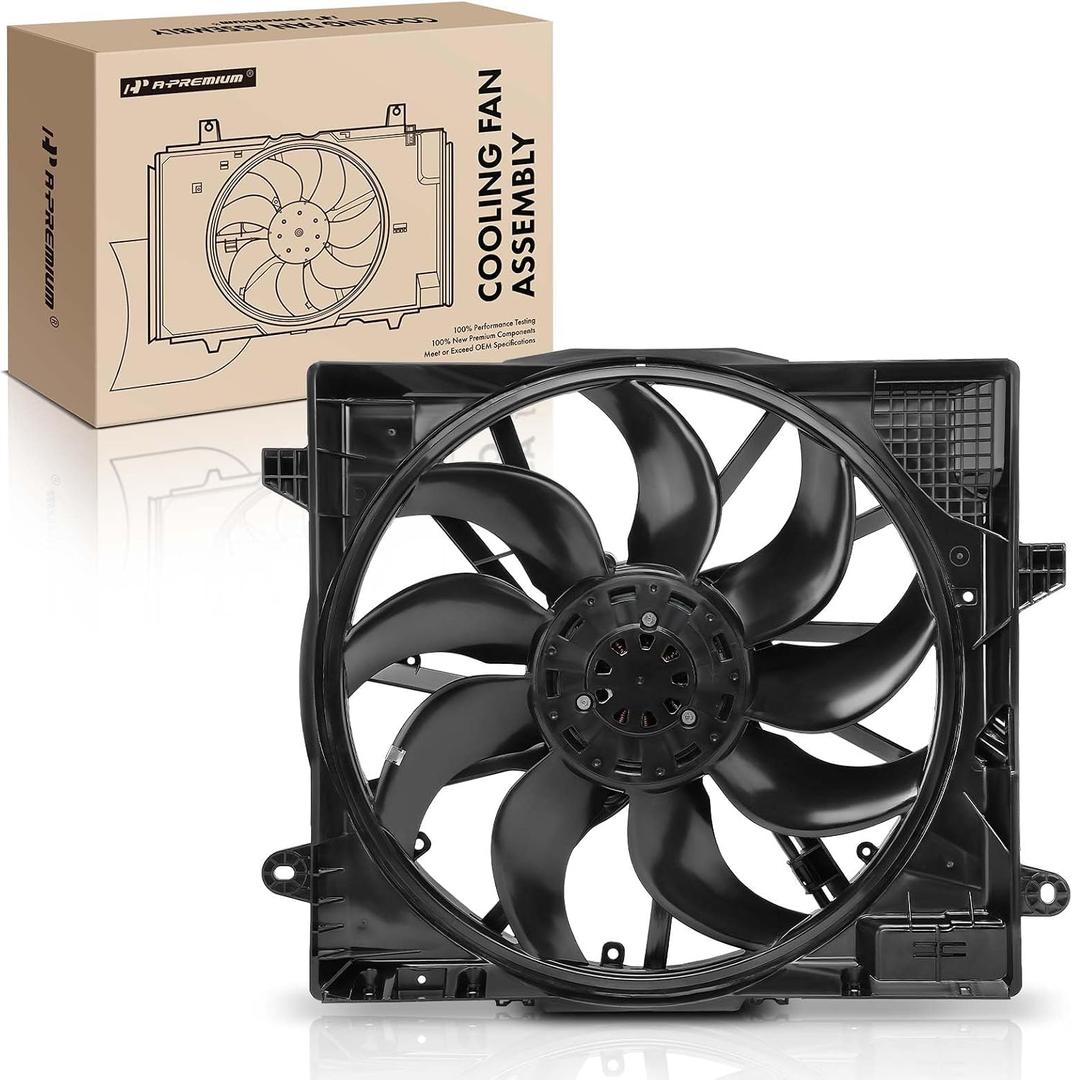 A-Premium Engine Radiator Cooling Fan Assembly with Brushless Motor Compatible with Select Jeep Models - JL Series Wrangler 2018-2024, JT Series Gladiator 2020-2023 - Replace# 68282799AD