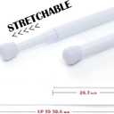 jinchan French Door Curtain Rods, No-Drill Adjustable White Curtain Rods with Adhesive Hooks, 26-50 Inch Aluminum 2-Pack for Sheer & Tier Curtains